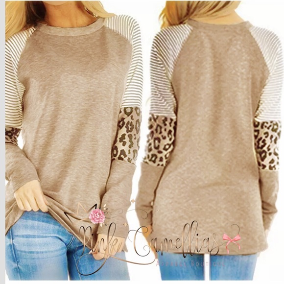 🌸Long Sleeve Leopard Raglan T-Shirt - Picture 3 of 8
